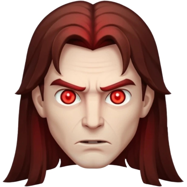 Evil, shadowie Male lord with Red glowing eyes and Long Brown Hair  emoji
