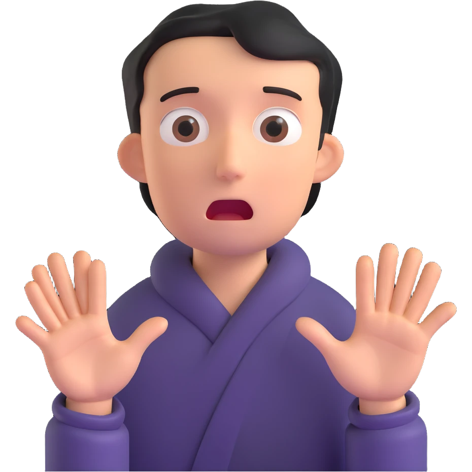anxious man with hands outstretched in begging position with worried fearful expression emoji