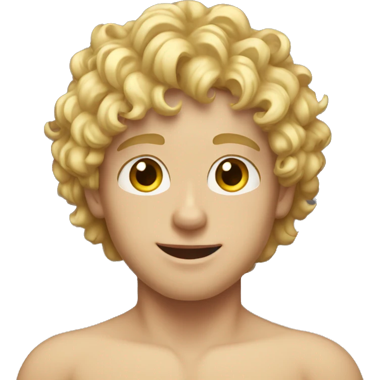 A shirtless boy, blonde hair, curly, realsistic emoji