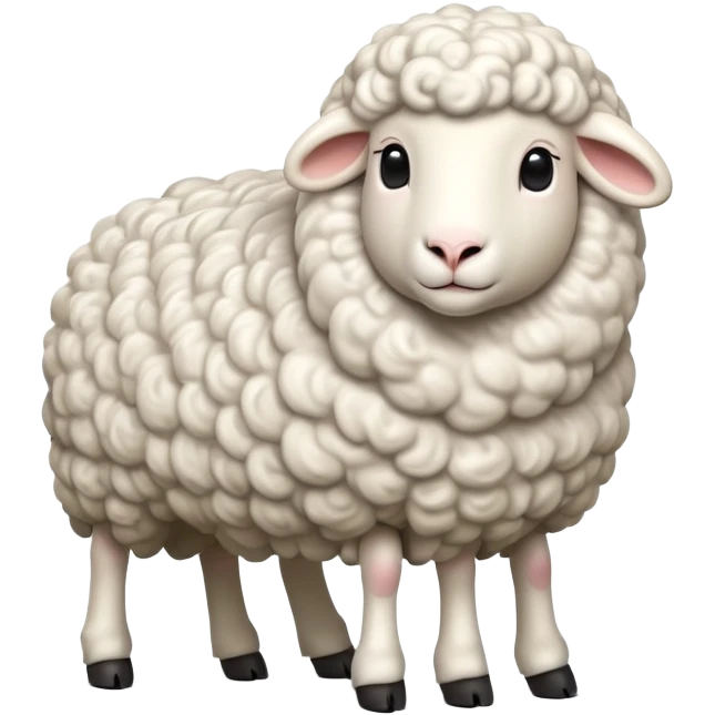 cinematic-[sheep]-realistic-full-body-standing-emoji,-tail-flicking-lazily,-head-tilted-dramatically,-curly-[white]-fur,-simplified-yet-realistic-focused-features,-highly-detailed,-glowing-with-an-almost-sarcastic-glow emoji