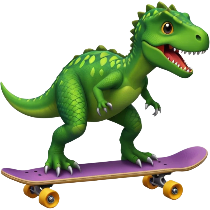 Dinosaur on a skateboard emoji