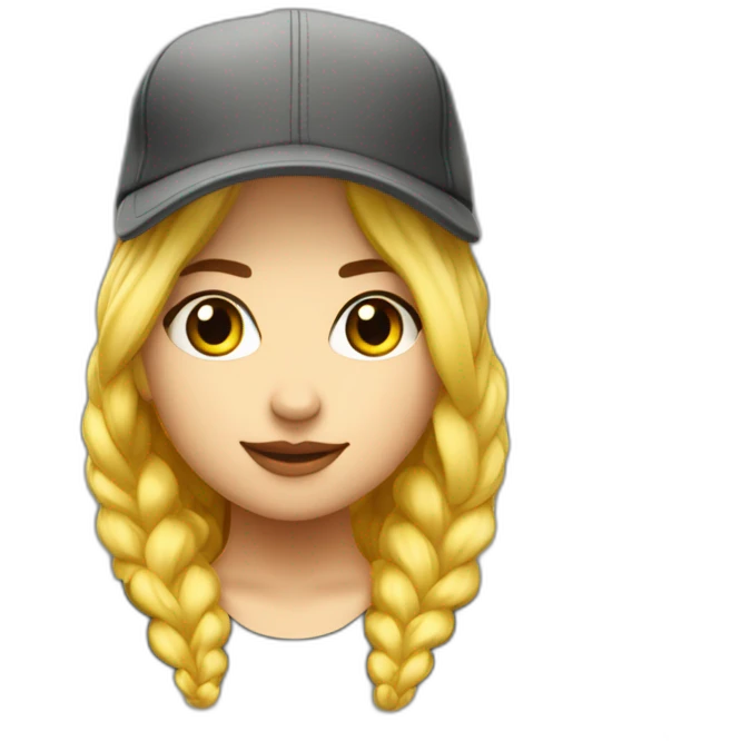 Femme avec des cheveux tressé blonds elle est mince et portons casquette jaune emoji
