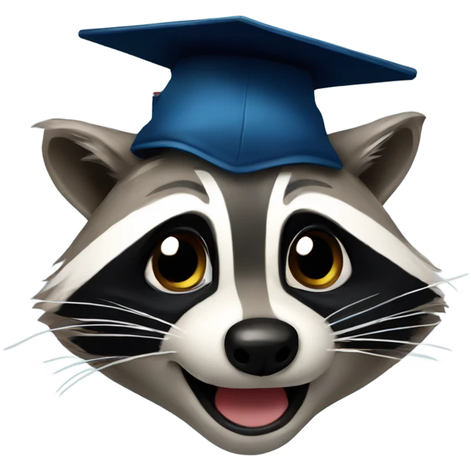 raccoon face with graduation hat emoji
