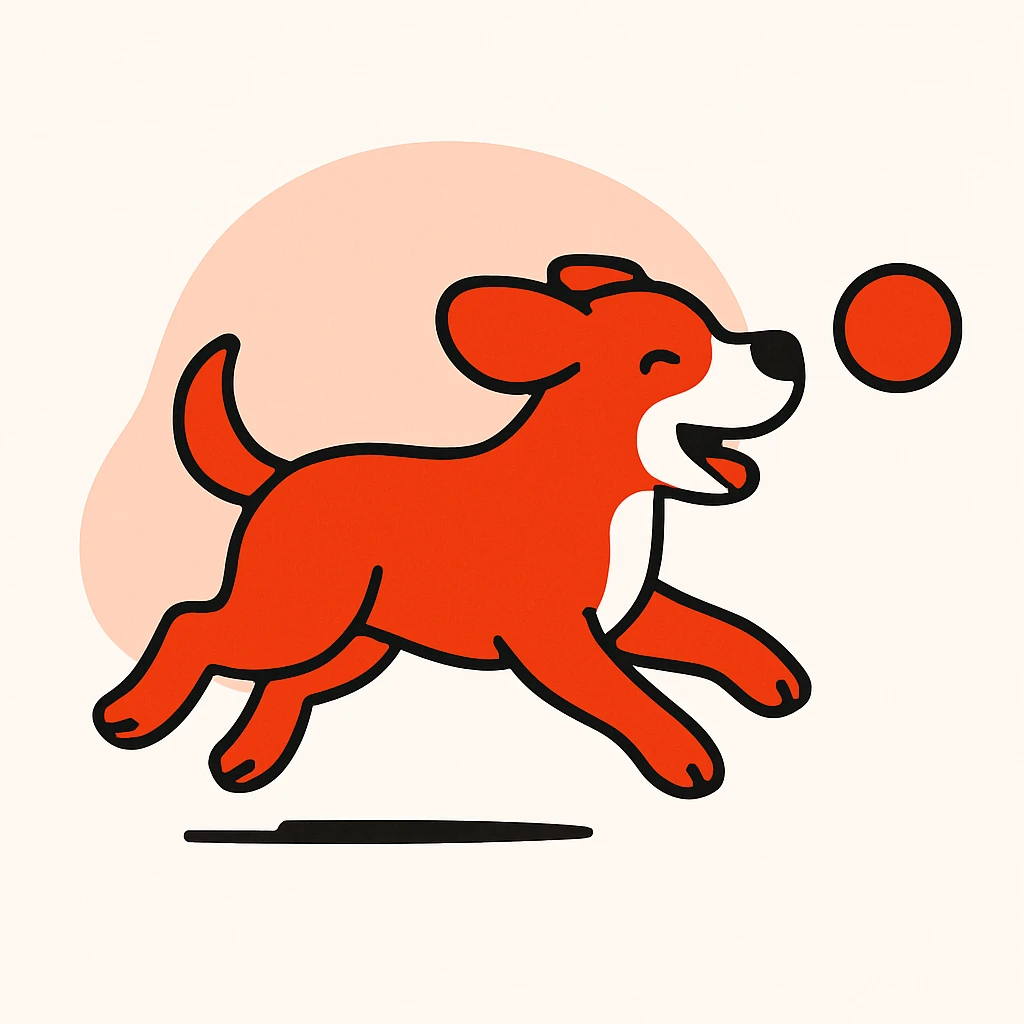 happy dog running after ball emoji