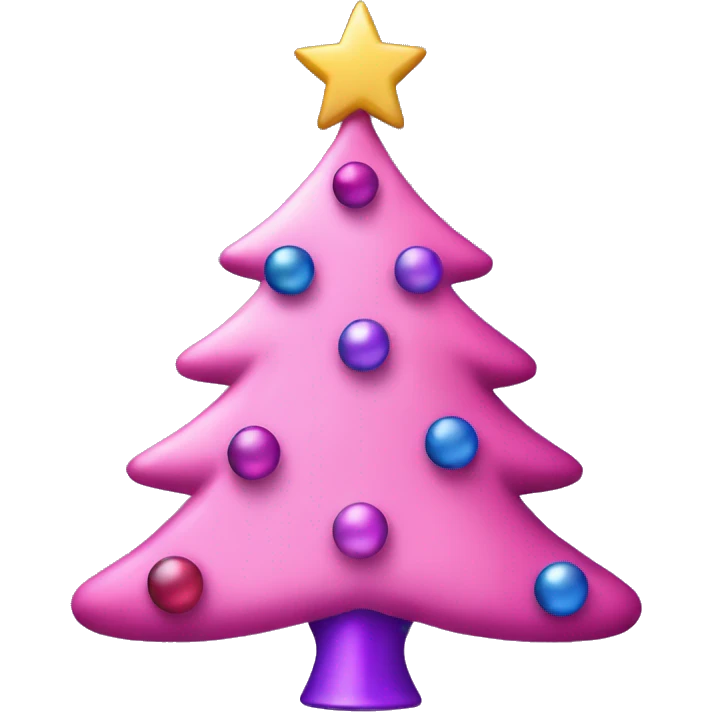 Pink christmas tree with pink and purple ornaments with a star on top emoji