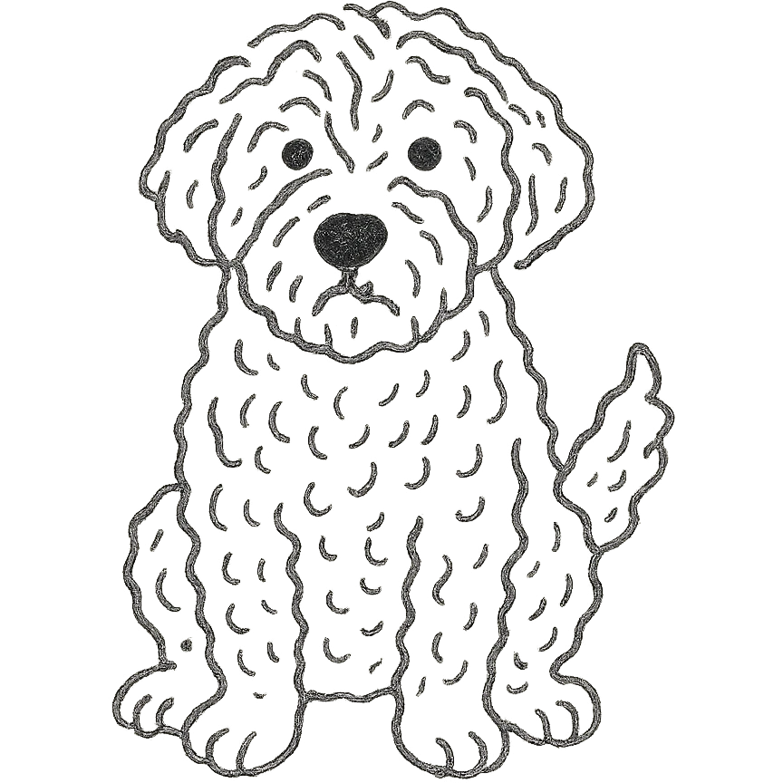 roan Lagotto Romagnolo dog hand-drawn outline icon emoji