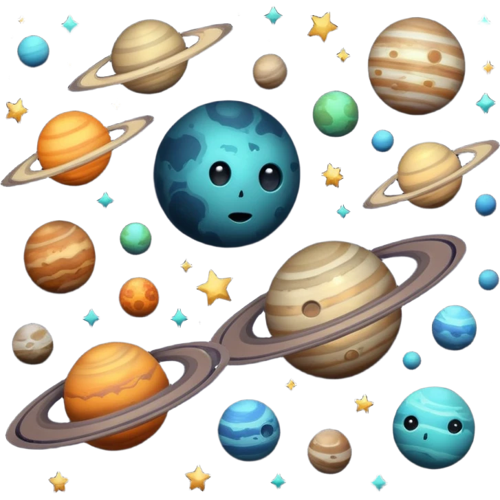image of deep space, with planets, stars an a galaxy, in a distopian future. emoji