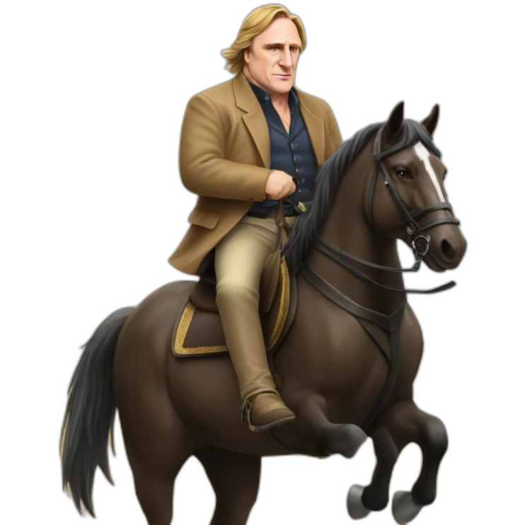 Gerard Depardieu sur un cheval emoji