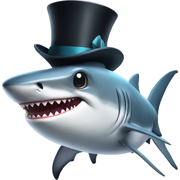 Shark with a top hat emoji