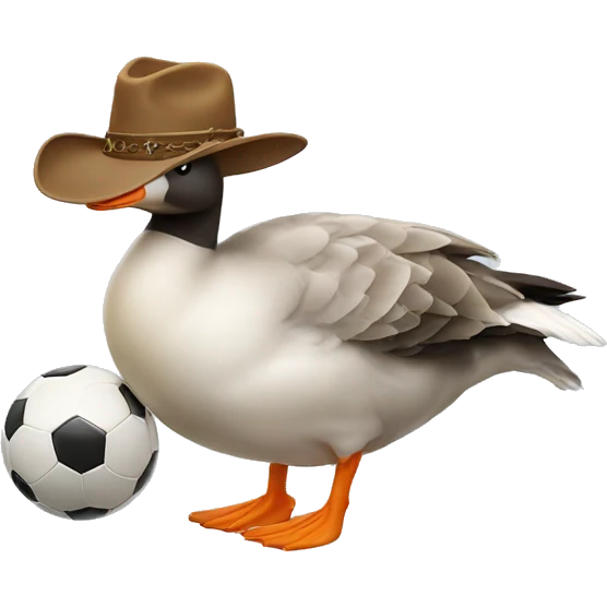 Goose with cowboy hat and soccer ball emoji