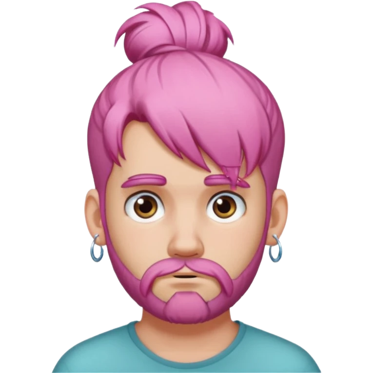  big bun haired with earrings pink hair guy sad with beard emoji