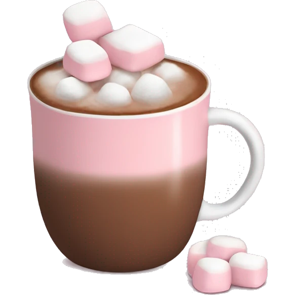 Light Pink mug of hot chocolate with marshmallows  emoji