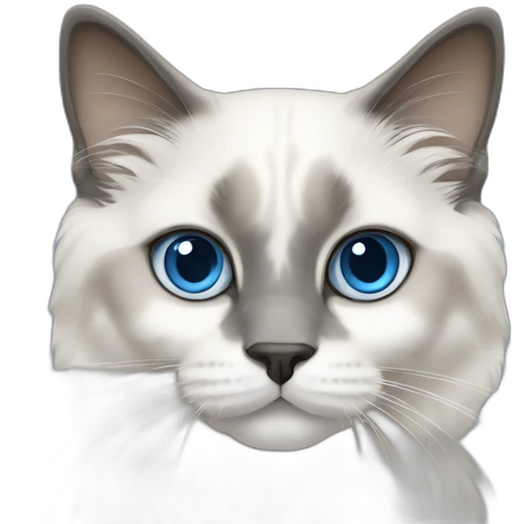 blue eyed ragdoll cat grey muzzle emoji