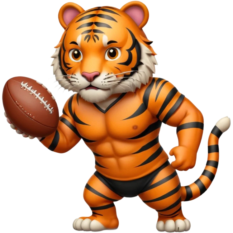 A tiger playing rugby emoji