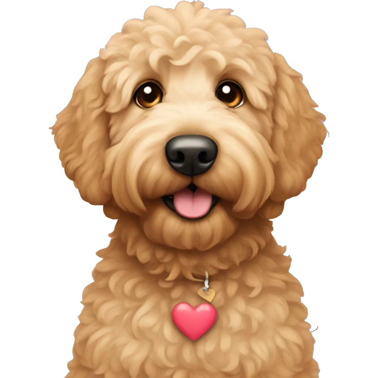 Golden doodle with heart eyes emoji
