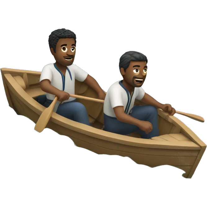Two men floating down the river in boat emoji