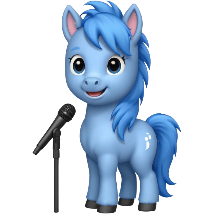 blue pony with microphone emoji