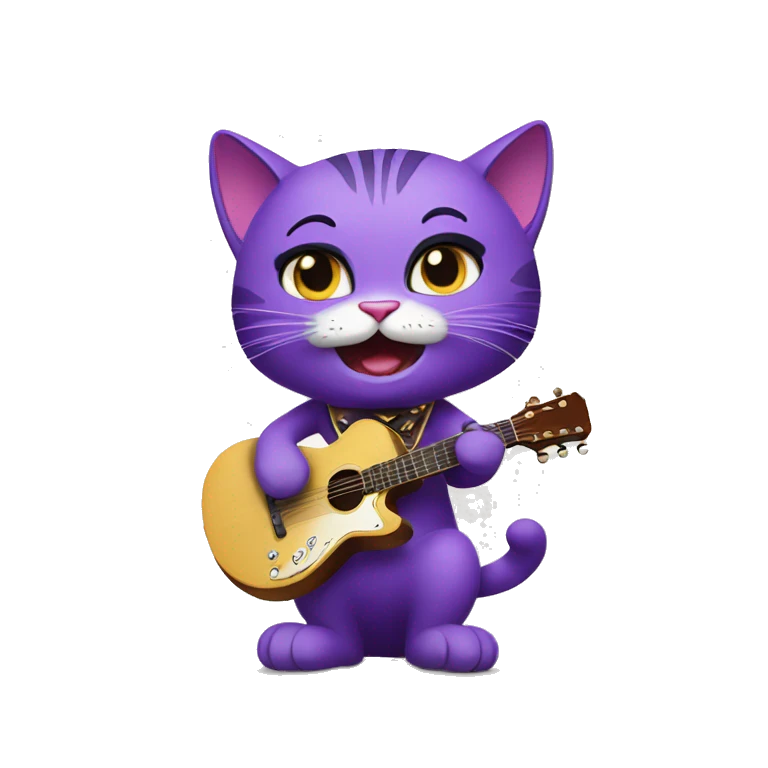 purple cat singing, cat in Elvis presley costume emoji