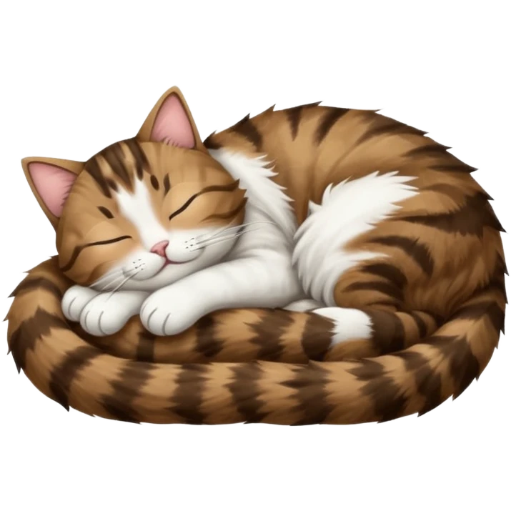dark brown tabby and white cat sleeping rolled over and upside down emoji