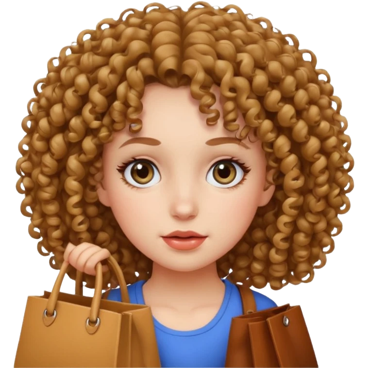 Curyl hair girl with bags emoji
