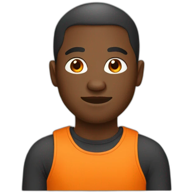Black man with teeshirt White orange emoji