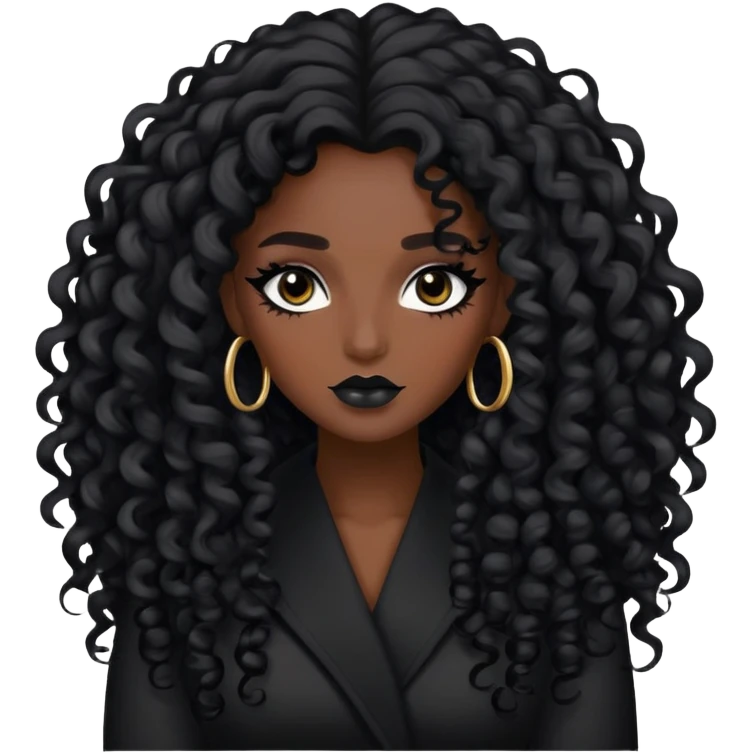big plus size, dark skin, curly long hair, baddie,pretty, makeup, black eyeliner, long hair emoji