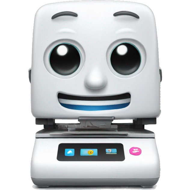 cute 3D printer with two eyes and smile emoji