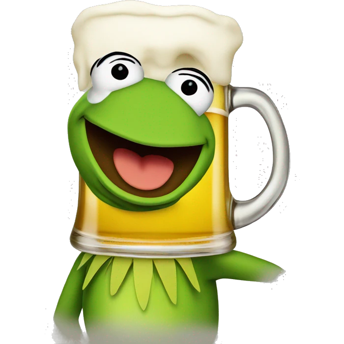 kermit the frog drinking beer emoji