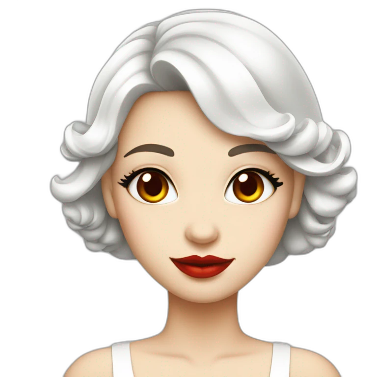girl, red eyes, red lips, White hair, white-skin, cocktail dress emoji