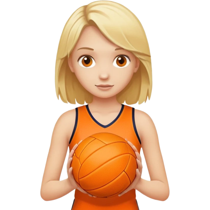 Blonde girl holding netball emoji