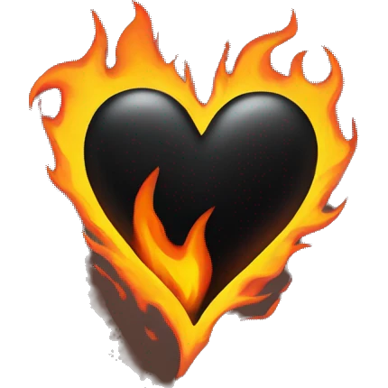 Black heart on fire  emoji