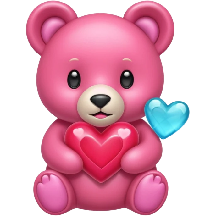 Oso gummy color aguamarina corazón rosa emoji