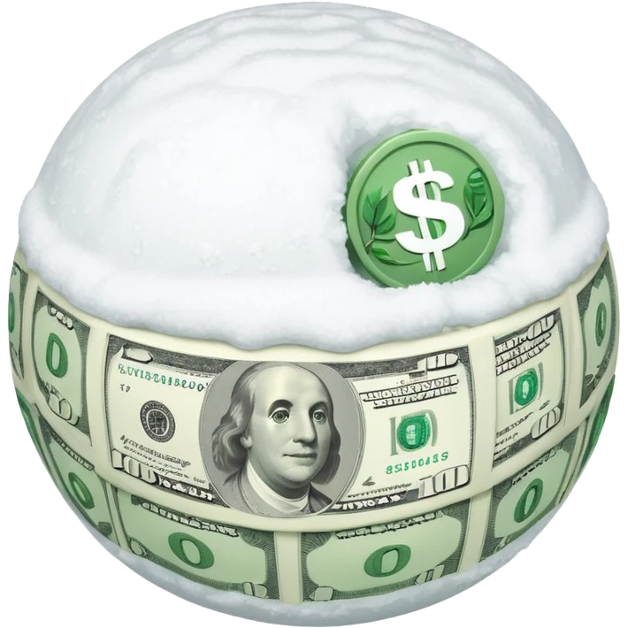 Snow ball with dollar bills  emoji