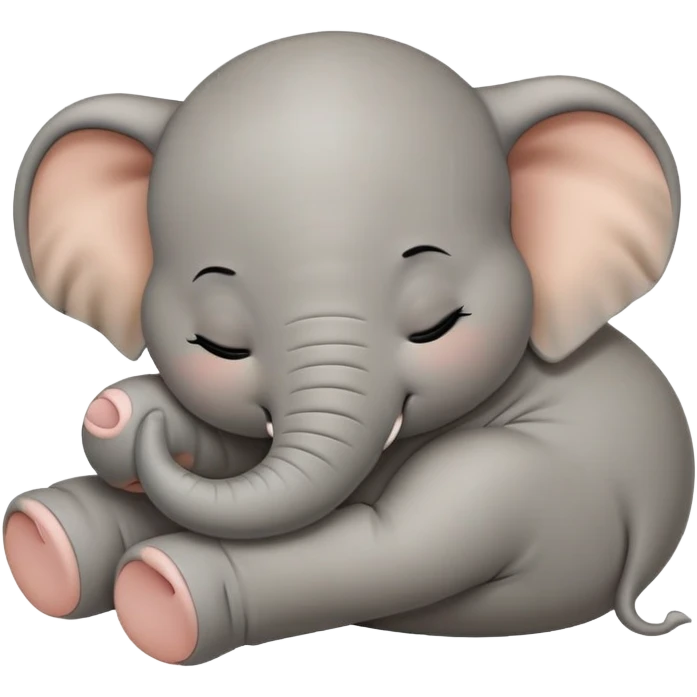 meme-worthy-cute-sleeping-baby-elephant-portrait-emoji,-head-resting-peacefully-with-a-contented-smile,-showcasing-a-delightfully-tiny-build-and-a-luxuriously-soft-gray-hide,-eyes-shut-in-a-serene,-restful-nap,-simplified emoji