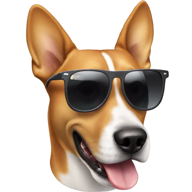 Dog eating sunglasses emoji