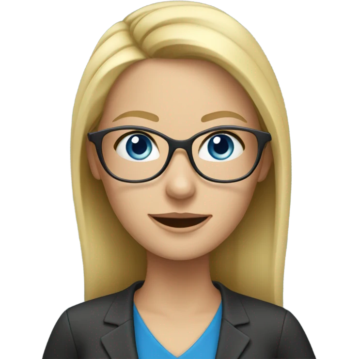 teacher  blond female glasses blue eye emoji