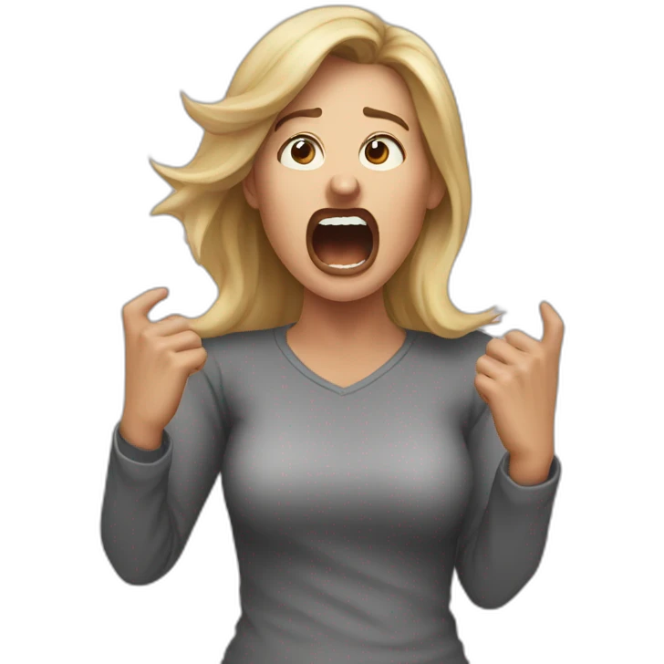 Woman screaming at a man emoji