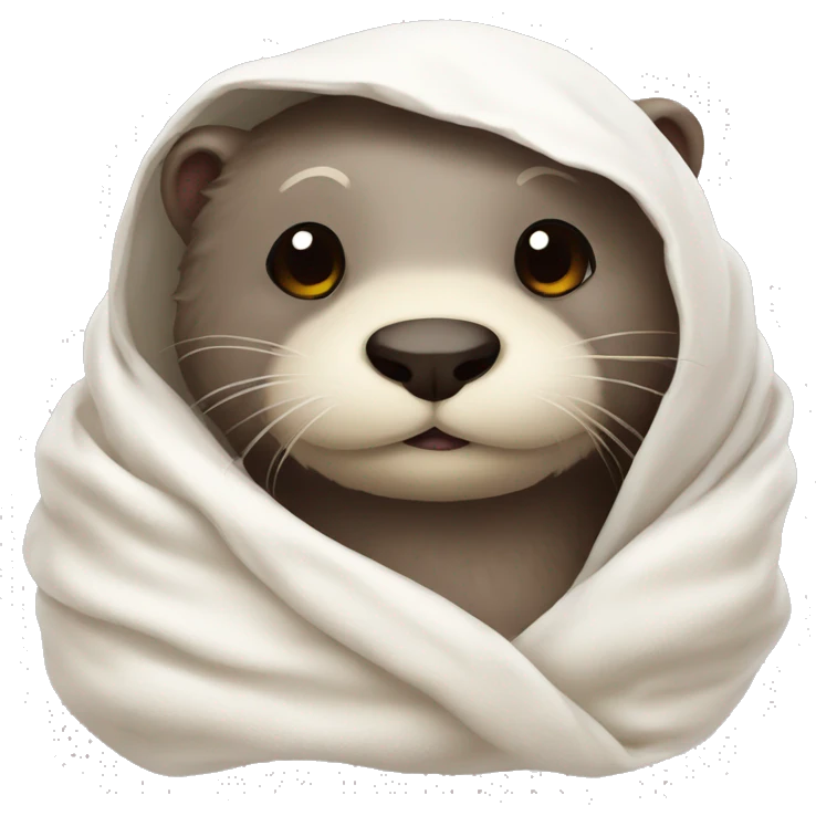 otter cozy in white blanket emoji