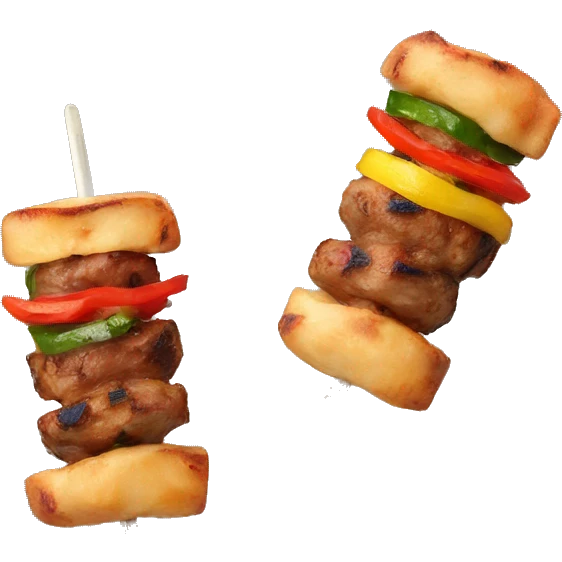 2 cooked kebabs on skewers emoji