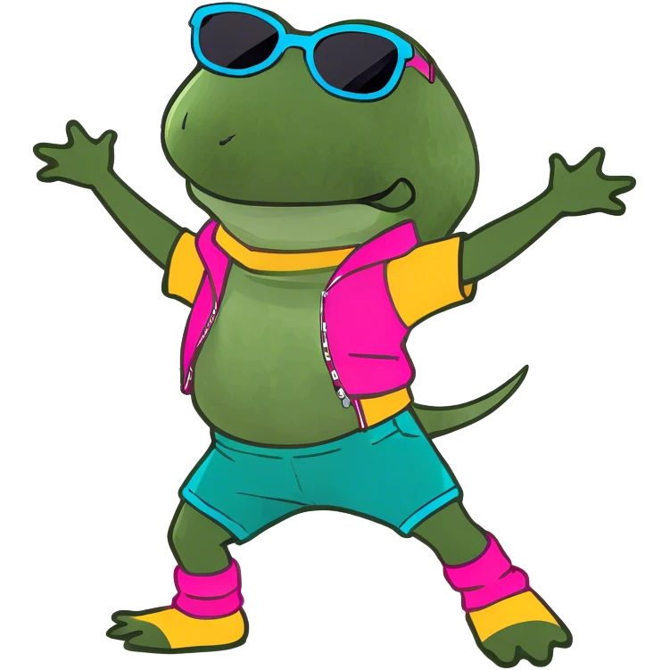dancing in an outfit from the 80s emoji