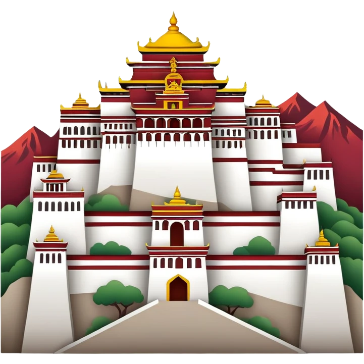 Tibetan Potala Palace Lhasa, simplified emoji style with bold outlines and red palace emoji