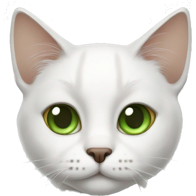 White cat with brown ears and green eyes emoji