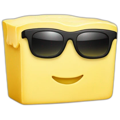 A block of butter with sunglasses  emoji
