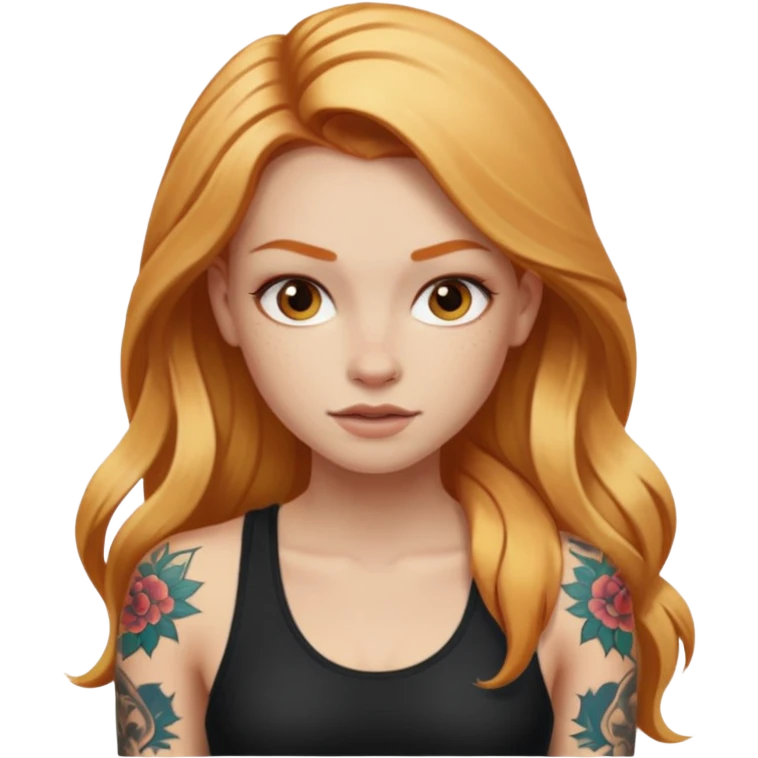 girl with long blonde hair and tattoos and an athletic ginger girl emoji