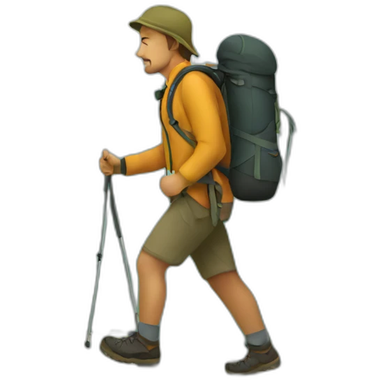 hiker walking up mountain  emoji