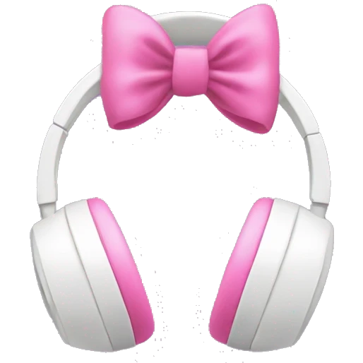 White headphones with pink bow emoji