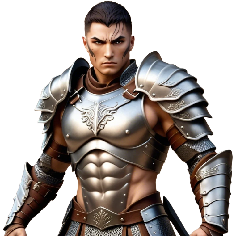 Cinematic Realistic WoW Human Warrior Portrait, captured in a dynamic, battle-ready stance, muscles defined beneath intricately detailed steel armor accented with rich leather. His chiseled visage and determined gaze are rendered with lifelike texture and dynamic natural lighting, high shine, evoking the fierce, relentless spirit of a human warrior in the midst of combat. emoji