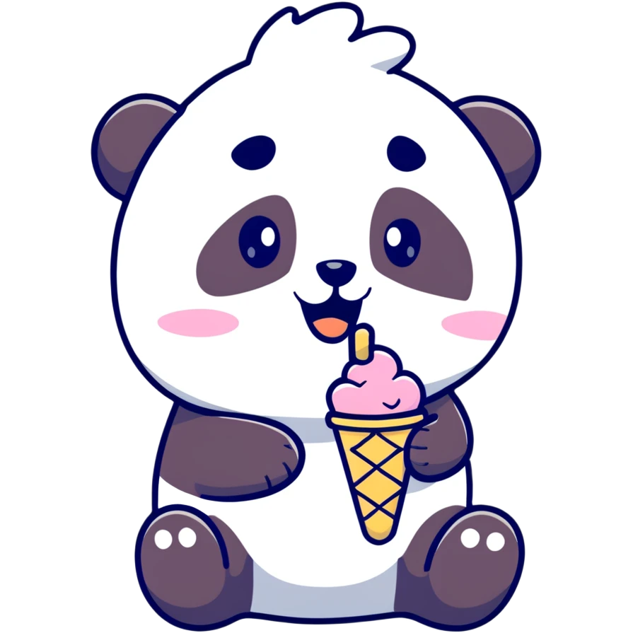 Panda eating ice cream emoji