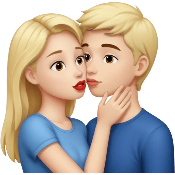 A cute girl kiss a boy  emoji