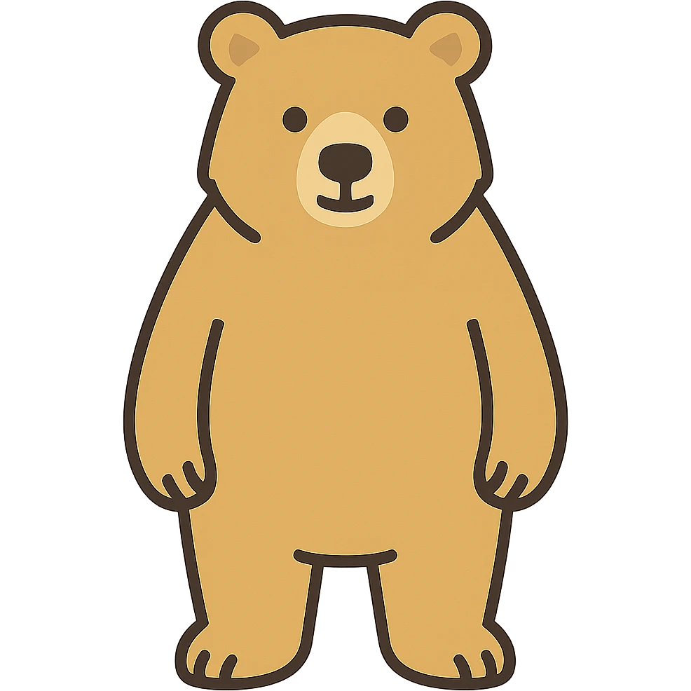 flat toon style blonde grizzly bear full body icon emoji